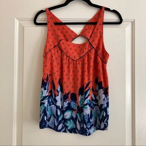 Anthropologie Maeve Orange & Teal Tank Top